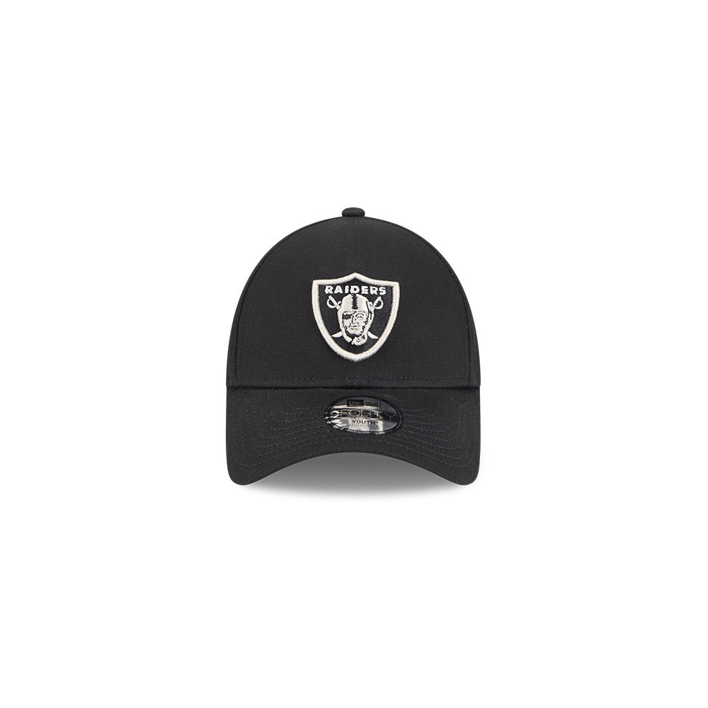 Las Vegas Raiders Youth Kids Hat - Black Metallic 9Forty Kids NFL Snapback Cap - New Era